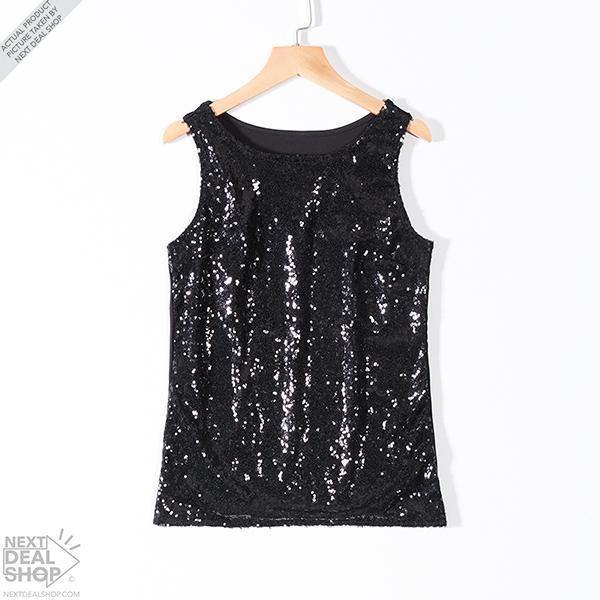 Camiseta sin mangas de lentejuelas ajustada para mujer