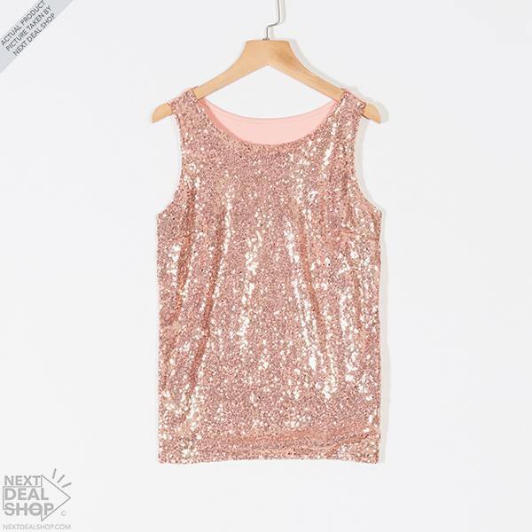 Camiseta sin mangas de lentejuelas ajustada para mujer